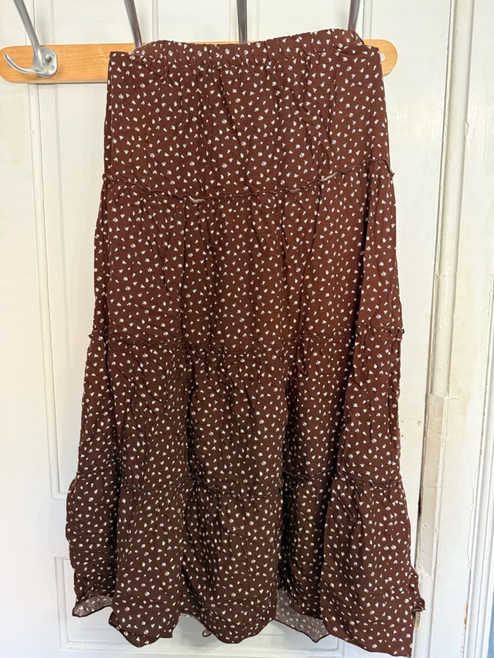 Aeropostale Brown Tiered Maxi Skirt with  Print